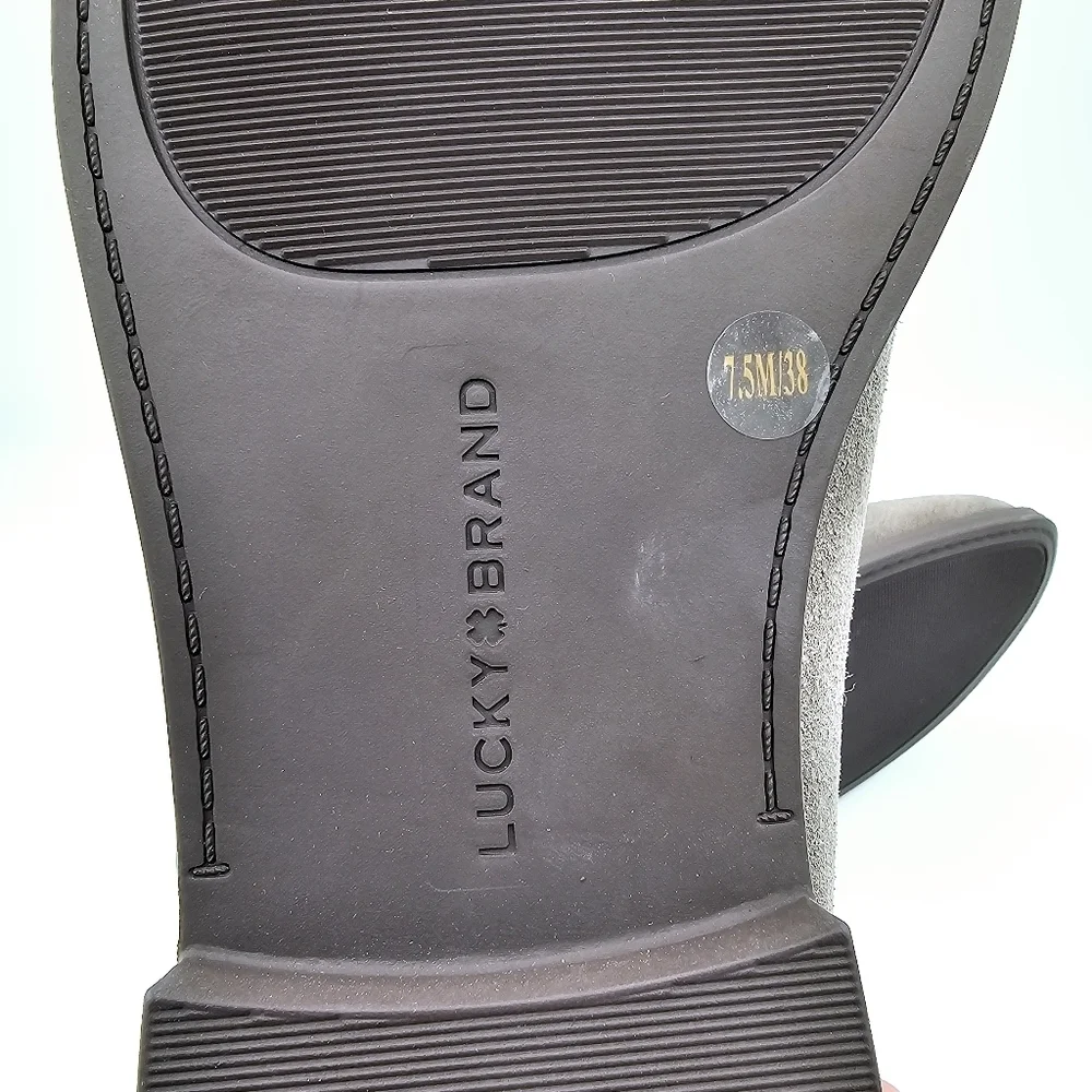 Lucky Brand Gray Leather Suede Elafina Loafers